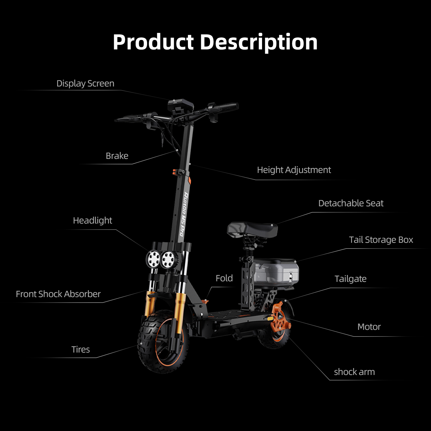 Glidezone M5 Pro Foldable All-Terrain Electric Scooter for Adults, 1600W Rear Motor, 998Wh Lithium Battery